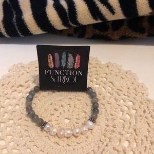 Function & Fringe Gray Stretch Bead Bracelet